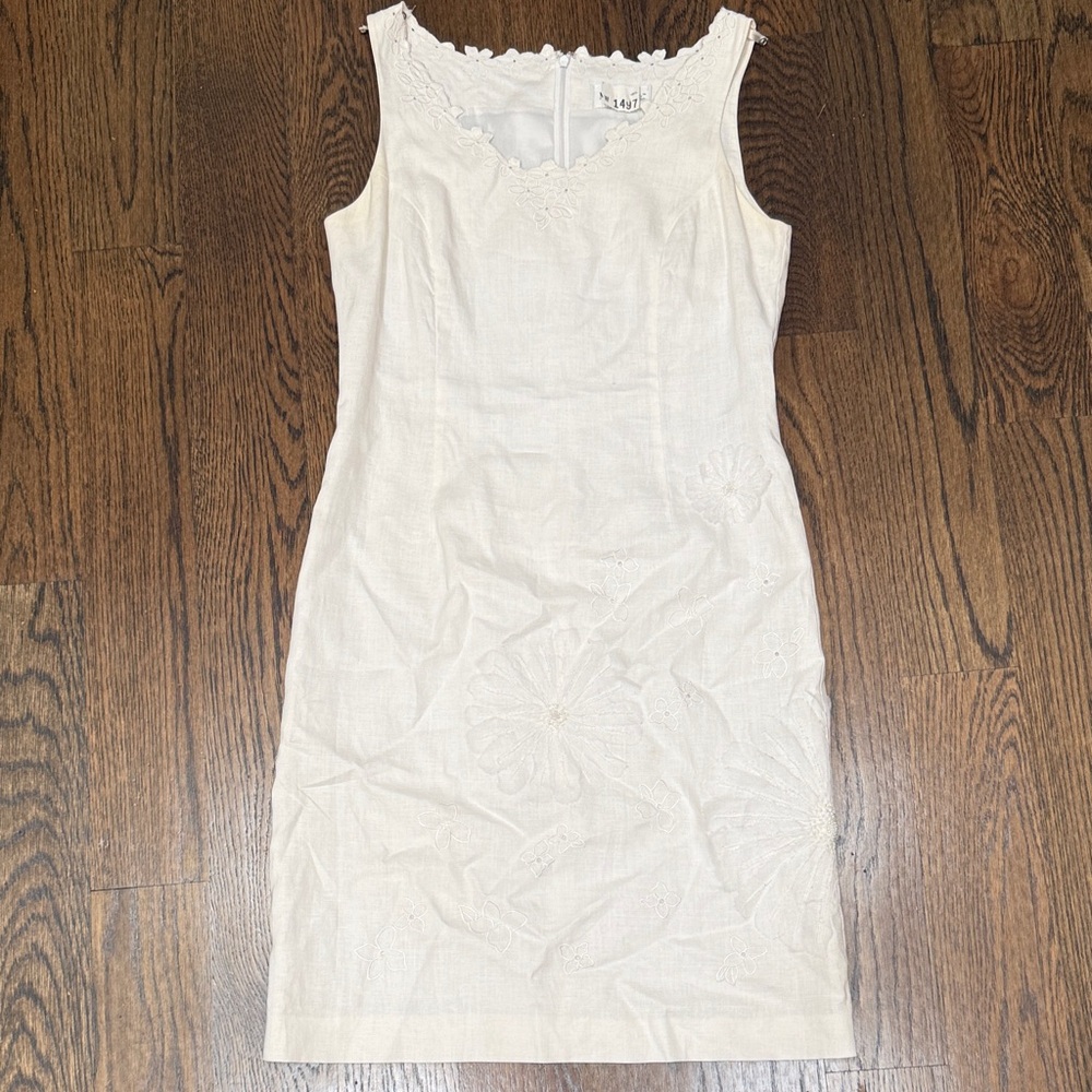VTG Madison Studio White Linen Sleeveless Midi Dress